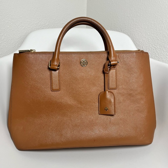 Tory Burch brown Robinson double zip tote bag - Picture 2 of 15